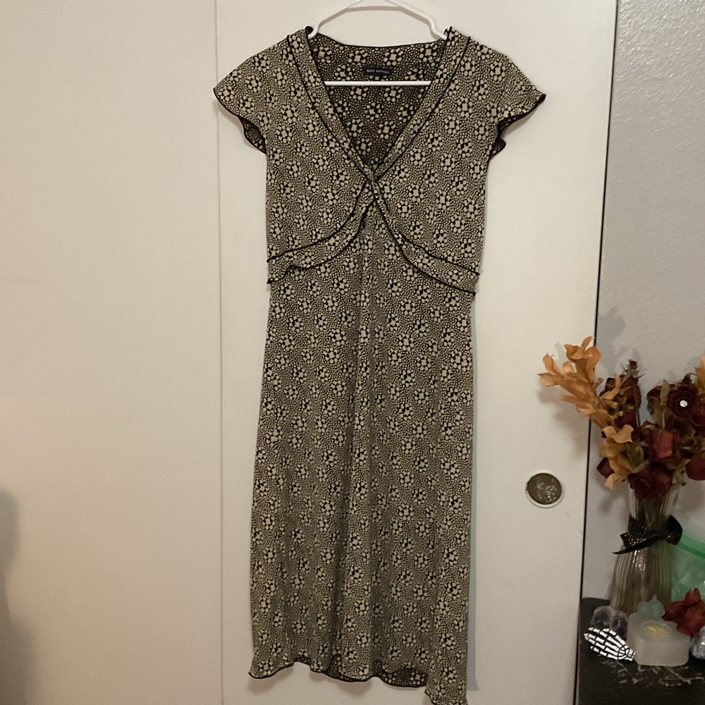 Elegant Black and Tan Floral Dress